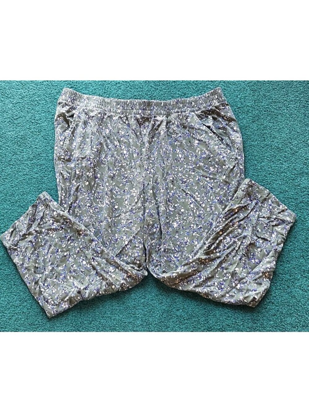 Jessica Simpson Women's Cadie Side Pockets Soft Printed Pants XLarge Green